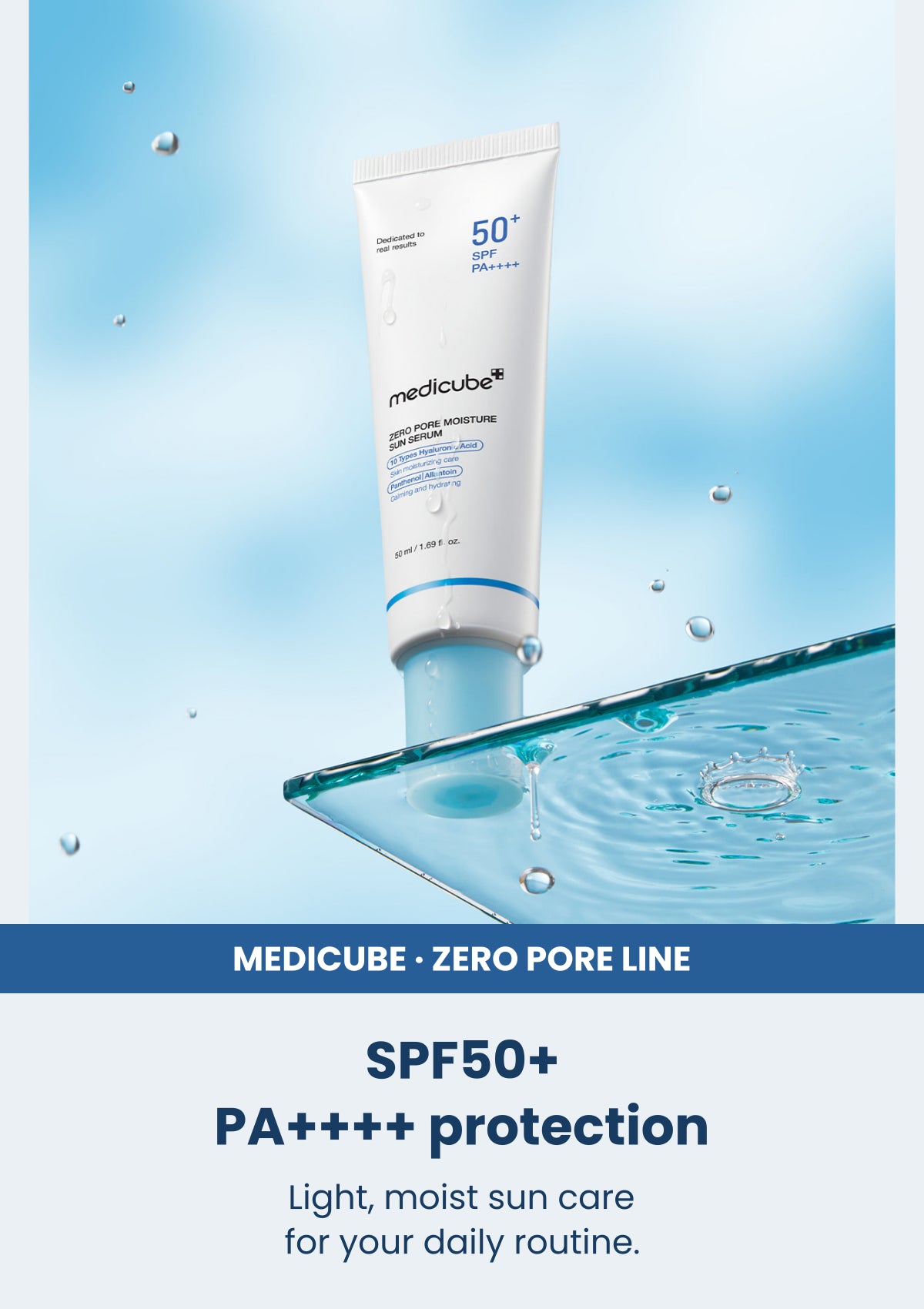 Medicube zero pore moisture sun serum spf 50 pa 50ml โ SPF50+ PA++++ protection. Light, moist sun care for your daily routine.