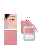 Makeup product with swatch and close-up of application on skin