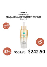 Rejuvenating serum bottle with promotional text on a white background