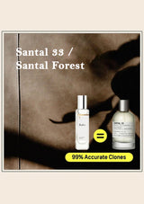 Two bottles of Santal 33 and Santal Forest with a blurred background