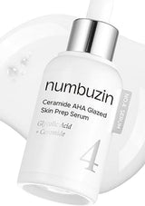Numbuzin Ceramide AHA Glazed Skin Prep Serum bottle with dropper on a white background