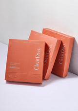 Three orange boxes with 'ClearDea' branding on a light gray background
