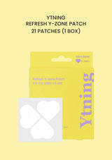 YTNING Refresh Y-zone Patch — one box of 21 patches with yellow packaging and white heart-shaped patches