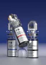 F-B Scalp Ampoules on a gradient blue and gray background