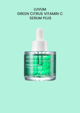 LUVUM Green Citrus Vitamin C Serum Plus bottle on a light green background