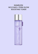 Numbuzin NO.9 NAD+ PDRN Glow Boosting Toner bottle on a light purple background