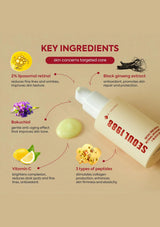 Product packaging with key ingredients listed on a beige background