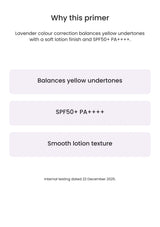 TFIT Corrector Sun Primer SPF50+ PA++++ Lavender Veil — key benefits and test context