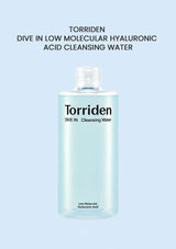 Torriden cleansing water bottle on a light blue background