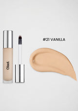 Olaplex foundation with applicator and color swatch labeled '#21 Vanilla' on a white background