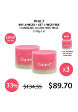 Promotional offer for Flaner ABC Gelato Pore Mask with a free mask included.