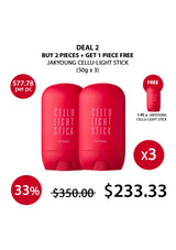 Promotional offer for Jakyoung Cellu-Light Stick with pricing and deal details on a white background.