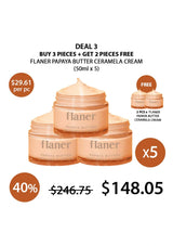 Advertisement for Flaner Papaya Butter Ceraméla Cream with pricing and deal information.