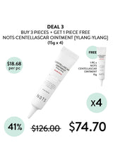 Promotional graphic for NOTS Centellascar Ointment with pricing and offer details.