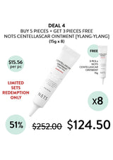 Promotional graphic for NOTS Centellascar Ointment with pricing and offer details.