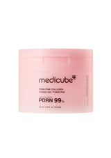 Pink toner pad with Medicube branding on a white background