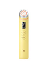 Yellow electronic device with control buttons on a white background