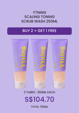 Buy two and get one free: three YTNING Scaling Toning Scrub Wash 250ml tubes for S$104.70