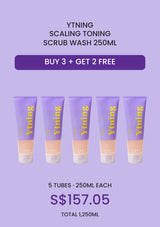Buy three and get two free: five YTNING Scaling Toning Scrub Wash 250ml tubes for S$157.05