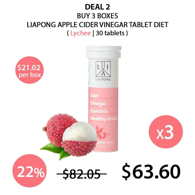 [LIAPONG] Apple Cider Vinegar Tablet Diet - Lychee 41g (4100mg x 10 tablets) - COCOMO