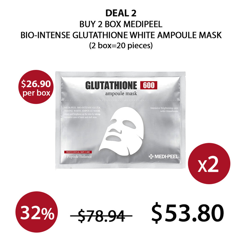 [MEDIPEEL] Bio-Intense Glutathione Whitening Ampoule Mask (1 Box = 30ml X 10 Masks)