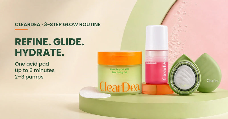 CLEARDEA Peeling Pad, LED Device & Bubble Essence Routine