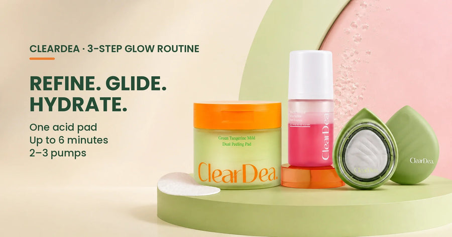CLEARDEA Peeling Pad, LED Device & Bubble Essence Routine