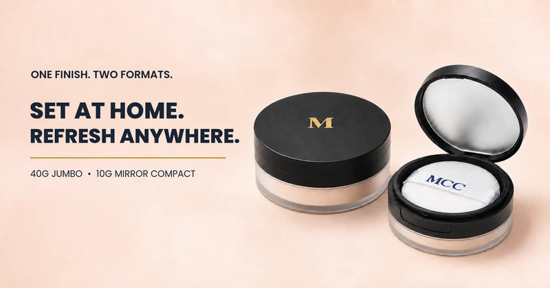 MCC Perfect Finish Loose Powder 40g jumbo jar and 10g mirror compact