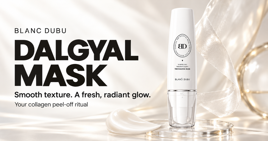 Blanc Dubu Dalgyal Mask — white mask bottle with a translucent peel-off film