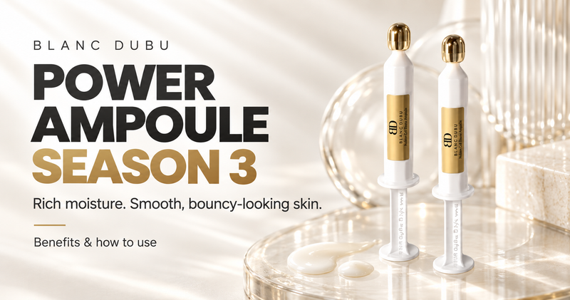 Blanc Dubu Power Ampoule Season 3 — white and gold ampoules with milky serum texture