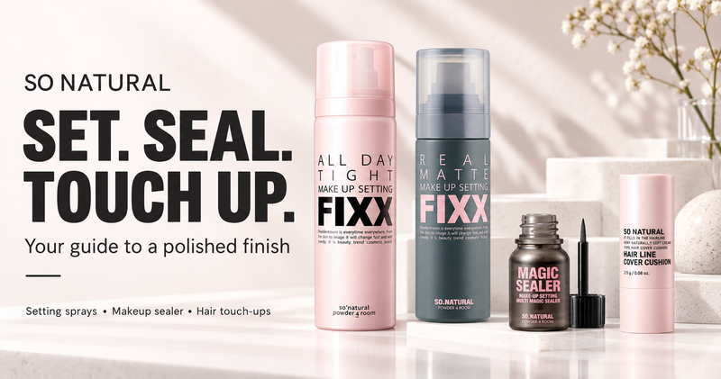 SO NATURAL guide to setting sprays, Magic Sealer and hair touch-ups