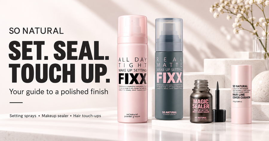 SO NATURAL guide to setting sprays, Magic Sealer and hair touch-ups
