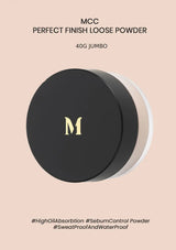 MCC Perfect Finish Loose Powder 40g in approved black and gold packaging with 40g jumbo waterproof claim