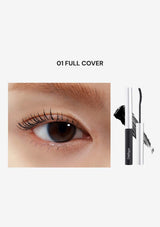 Eyelash product with close-up of eye wearing the product and product packaging.