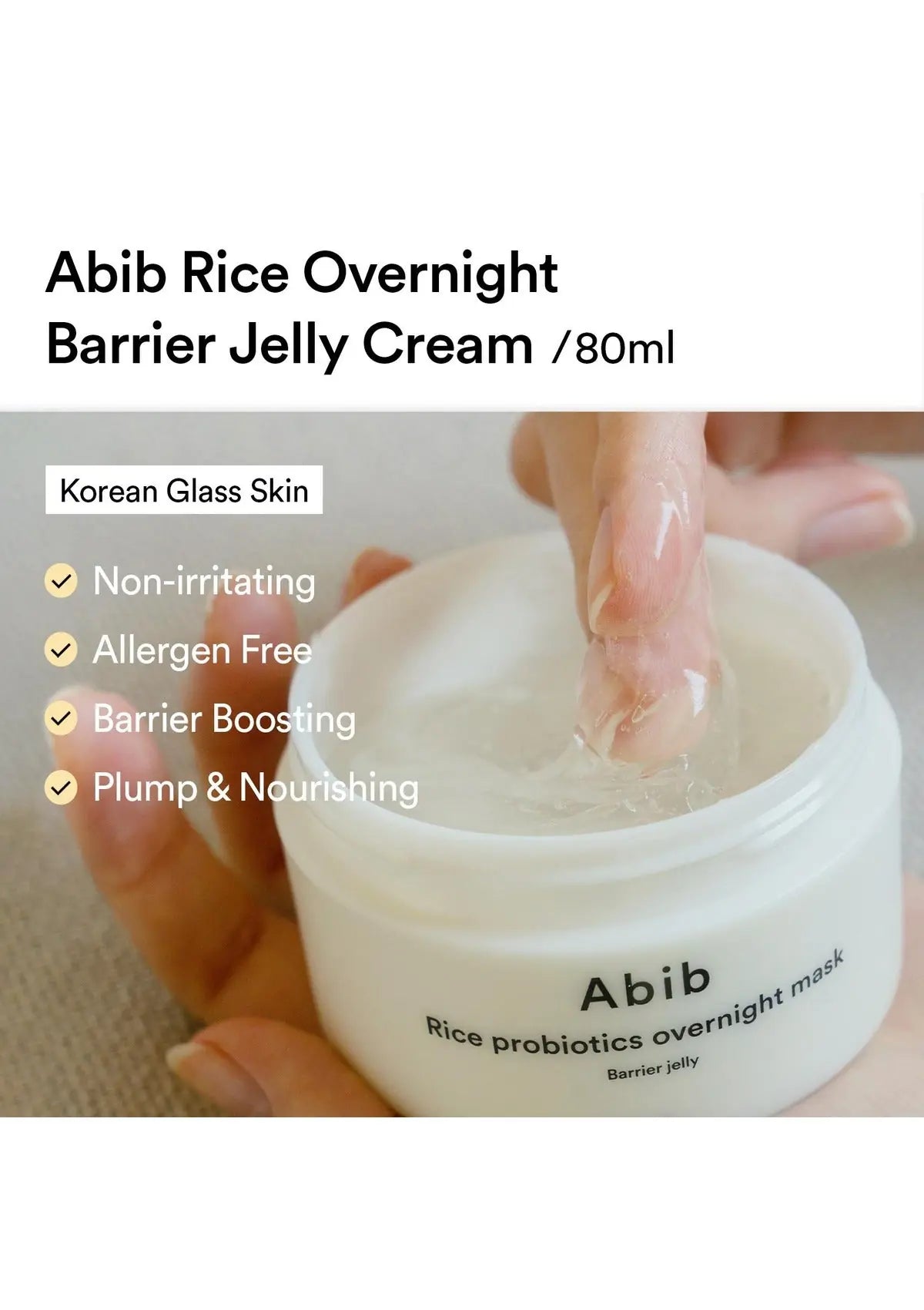 ABIB Rice Probiotics Overnight Mask Barrier Jelly overview from Olive Young