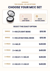 MCC Perfect Finish Loose Powder 10g large-text No.21 and No.23 six-option set guide