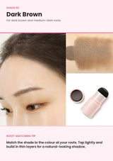 SO NATURAL Hair Line Cover Cushion Dark Brown shade swatch, hairline result and applicator