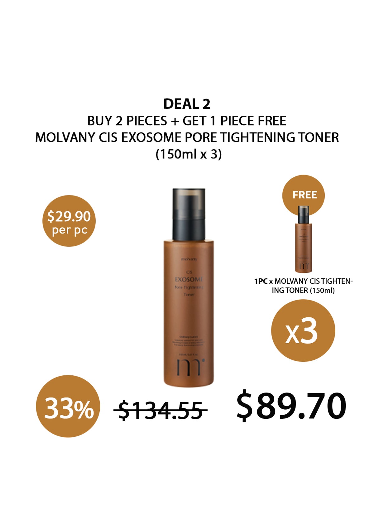 [MOLVANY] Exosome Pore Tightening Toner 150ml (BUY 2+1 FREE) MOLVANY  EXOSOME PORE TIGHTENING TONER