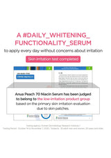 Advertisement for a daily whitening functionality serum with test results on a white background