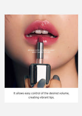 Lipstick being applied to lips with text about control and vibrant lips.