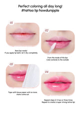 Step-by-step guide on applying lip color with text overlay