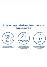 Product recommendation card with icons and text on a white background