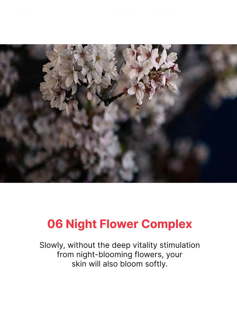 Floral background with text about a night flower complex