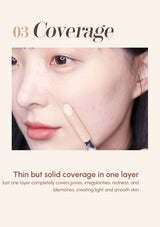 Close-up of a person applying makeup with a brush, focusing on coverage.