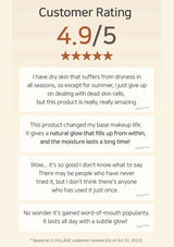 Product rating with customer reviews on a beige background