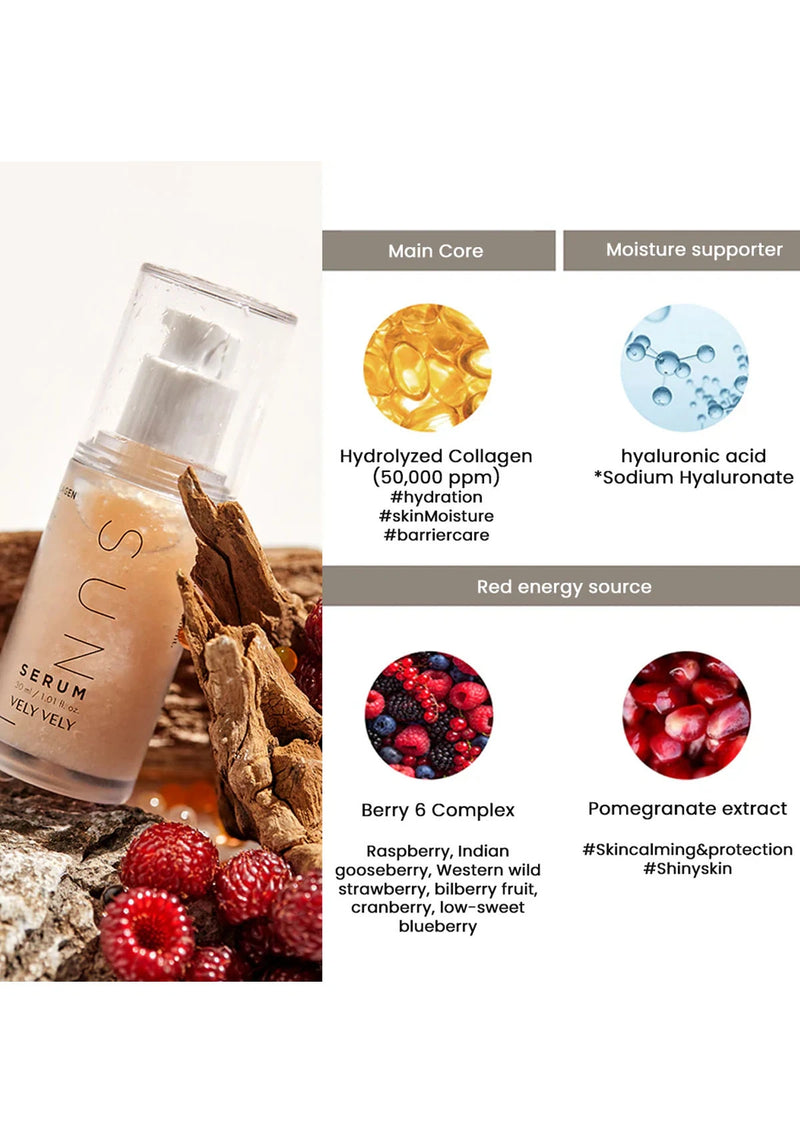 VELY VELY Collagen Sun Serum SPF50+ PA++++ – Firming UV Protection – COCOMO