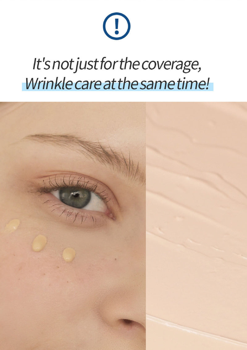 Close-up of eye with wrinkles and text about wrinkle care.