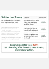 Satisfaction survey results for a pore deep cleansing foam with positive responses on effectiveness and satisfaction.