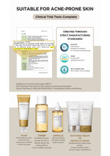 Cosmetic products with Certella branding on a beige background, suitable for acne-prone skin.