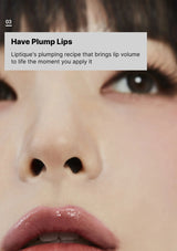 Close-up of a person's lips with text overlay about Plump Lips product.